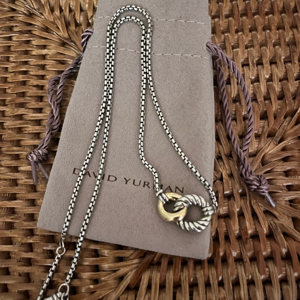 David Yurman Link Necklace in sterling silver and 18k yellow gold.